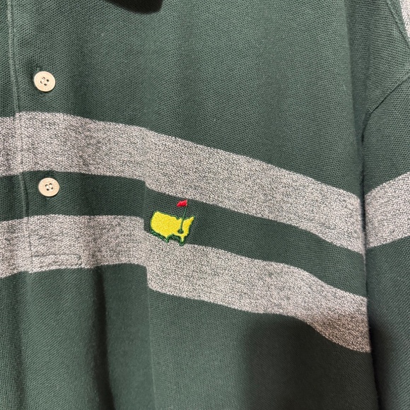 Vintage Masters Men's Polo Green and White Striped Size XL - Picture 2 of 7